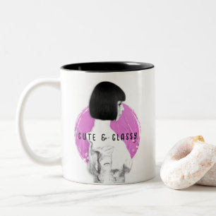 Cute and Classy Girl Pink and Black Two-Tone Coffee Mug