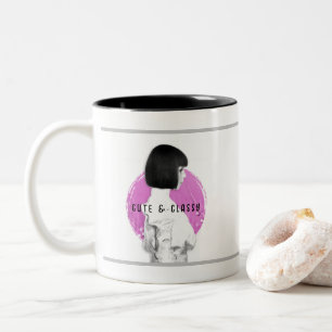 Cute and Classy Girl Pink and Black Two-Tone Coffee Mug