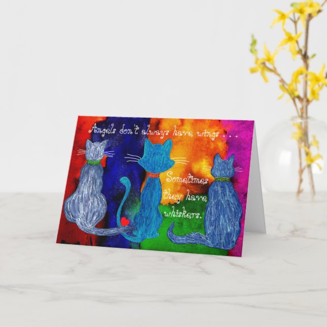 Cute and Colorful Cats with Words Greeting Card (Yellow Flower)