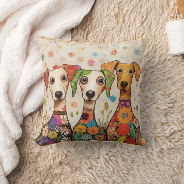 Cute and Colorful Dog Design Cushion (Blanket)