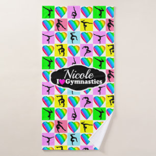 CUTE AND COLORFUL GYMNAST GIRL DESIGN BATH TOWEL