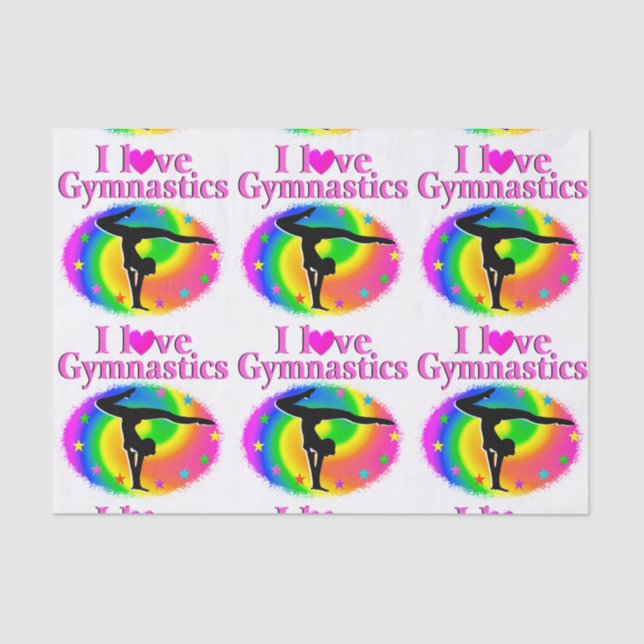CUTE AND COLORFUL I LOVE GYMNASTICS DESIGN TISSUE PAPER (Front)