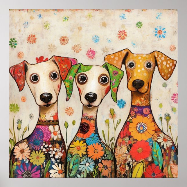 Cute and Colorful Puppies Design Poster (Front)