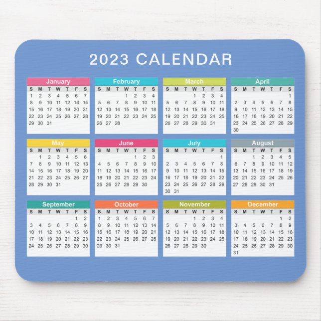 Cute and Colourful 2023 Calendar | Mousepad (Front)