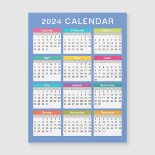 Cute and Colourful 2024 Calendar Magnetic Card