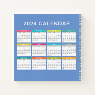 Cute and Colourful 2024 Calendar Notebook
