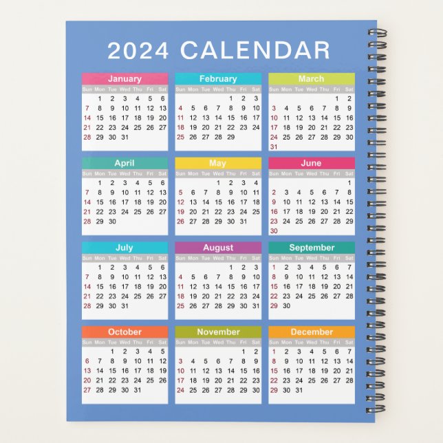 Cute and Colourful 2024 Calendar | Planner (Back)