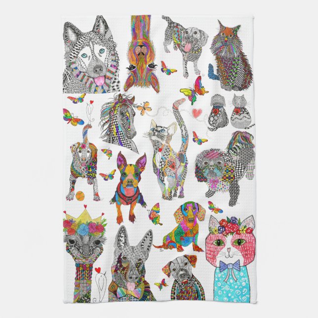 Cute and Colourful Animals Kitchen Towel (Vertical)