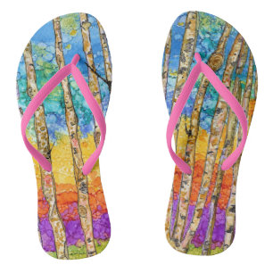 Cute and Colourful Aspen Tree Flip Flops