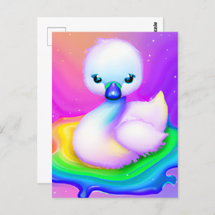 Cute and Colourful Baby Swan Postcard