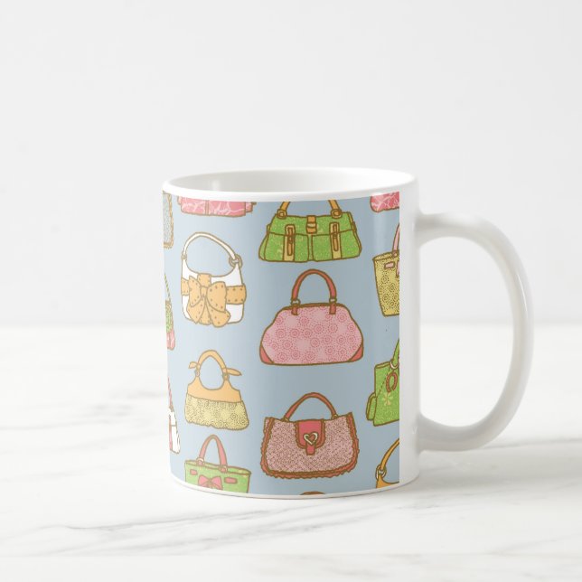 Cute and Colourful Bags Illustration Pattern (Blue Coffee Mug (Right)
