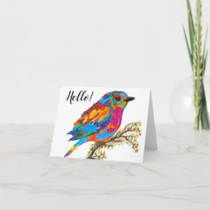 Cute and Colourful Bird on a Branch Greeting Card