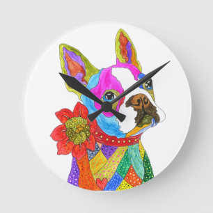 Cute and Colourful Boston Terrier Clock