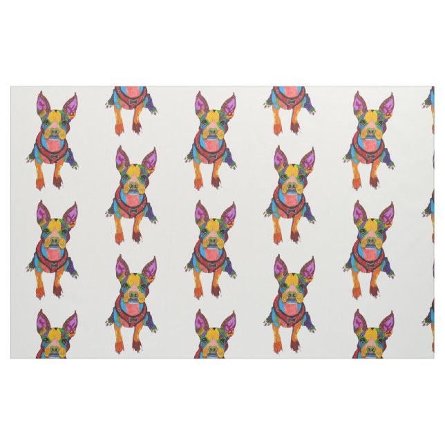 Cute and Colourful Boston Terrier Fabric (Fat Quarter)