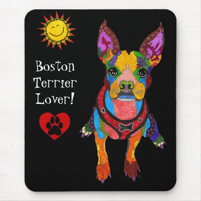 Cute and Colourful Boston Terrier Mousepad (Front)