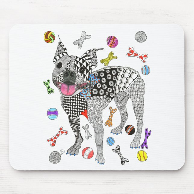 Cute and Colourful Boston Terrier Mousepad (Front)
