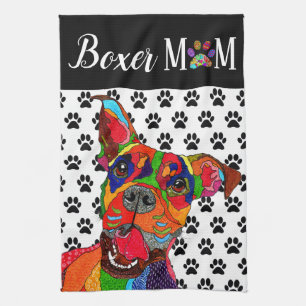 Cute and Colourful Boxer Dog Kitchen Towel