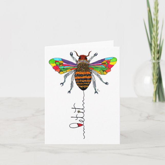 Cute and Colourful Bumble Bee Greeting Card (Front)