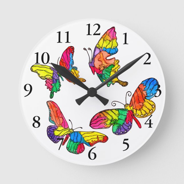 Cute and Colourful Butterfly Clock (Front)