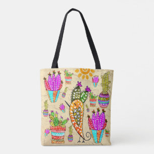 Cute and Colourful Cactus Tote Bag