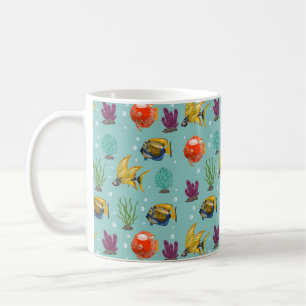 Cute and Colourful Cartoon Fish with Bubbles Coffee Mug