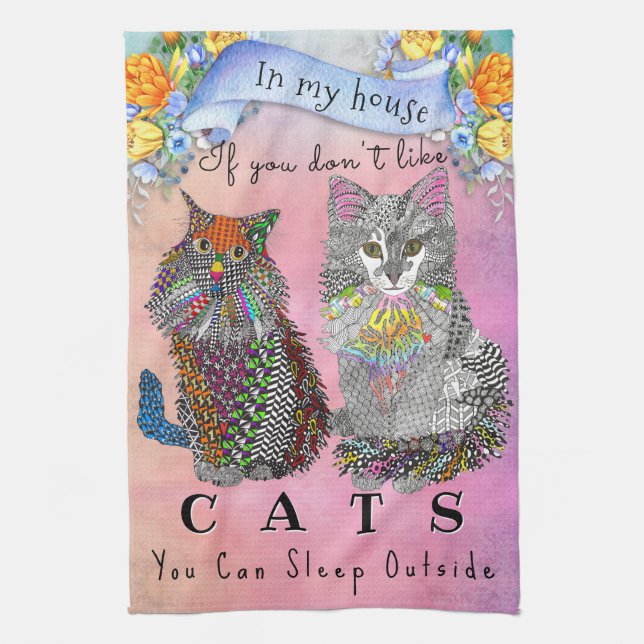 Cute and Colourful Cat and Kitten Kitchen Towel (Vertical)