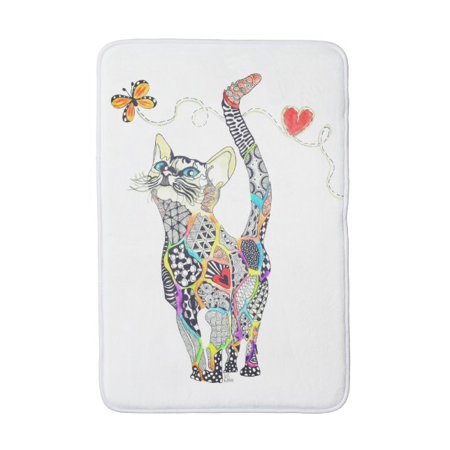 Cute and Colourful Cat Bath Mat (Front Vertical)