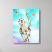 Cute and Colourful Cat Canvas - 11X14"
