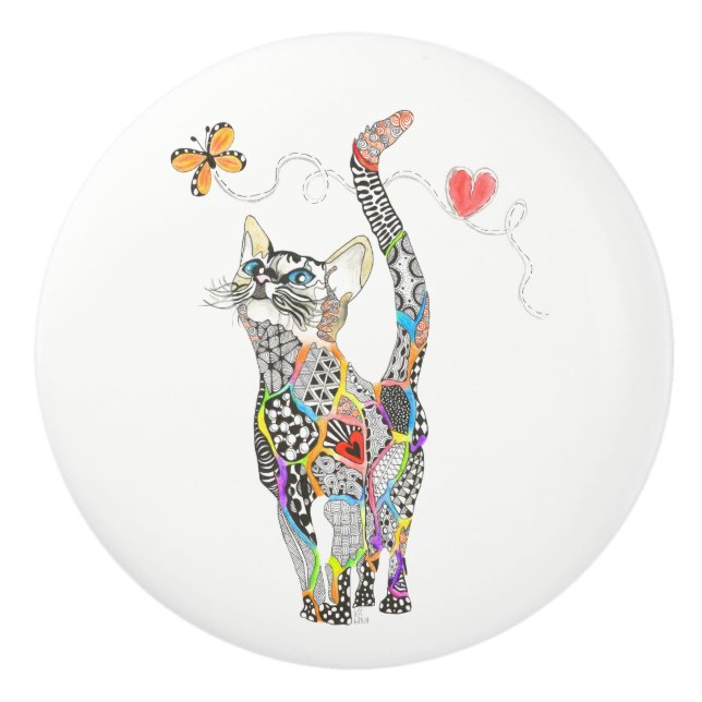 Cute and Colourful Cat Door Knob (Front)