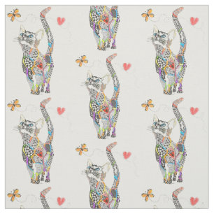 Cute and Colourful Cat Fabric