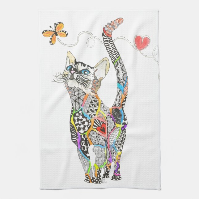 Cute and Colourful Cat Kitchen Towel (Vertical)