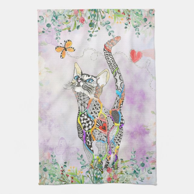 Cute and Colourful Cat Kitchen Towel (Vertical)