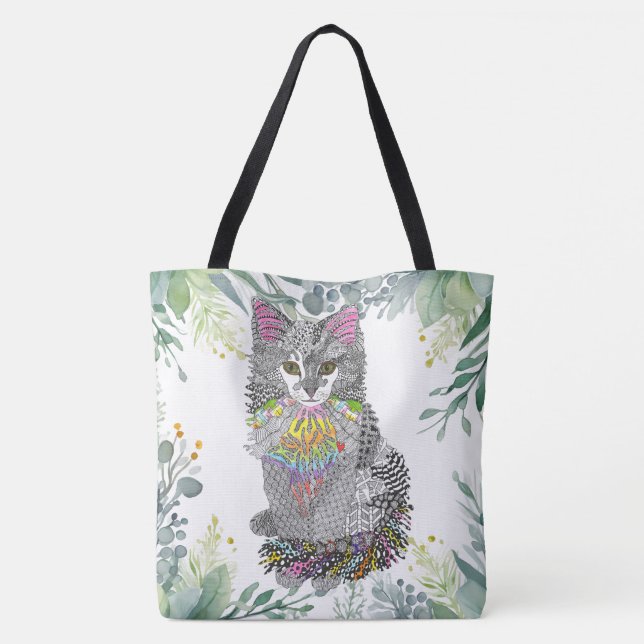 Cute and Colourful Cat Kitten Tote Bag (Back)