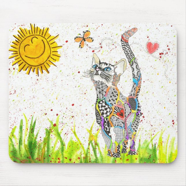 Cute and Colourful Cat Mouse Pad (Front)