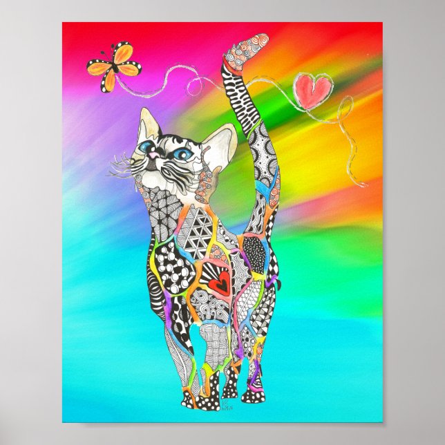 Cute and Colourful Cat Poster - 8"x10" (Front)