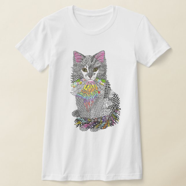 Cute and Colourful Cat T-shirt (Laydown)