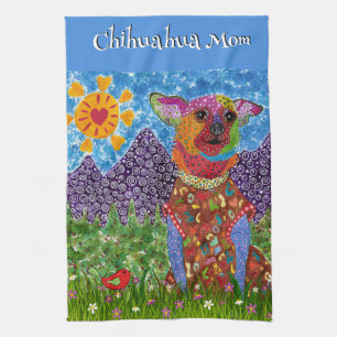 Cute and Colourful Chihuahua Dog Kitchen Towel