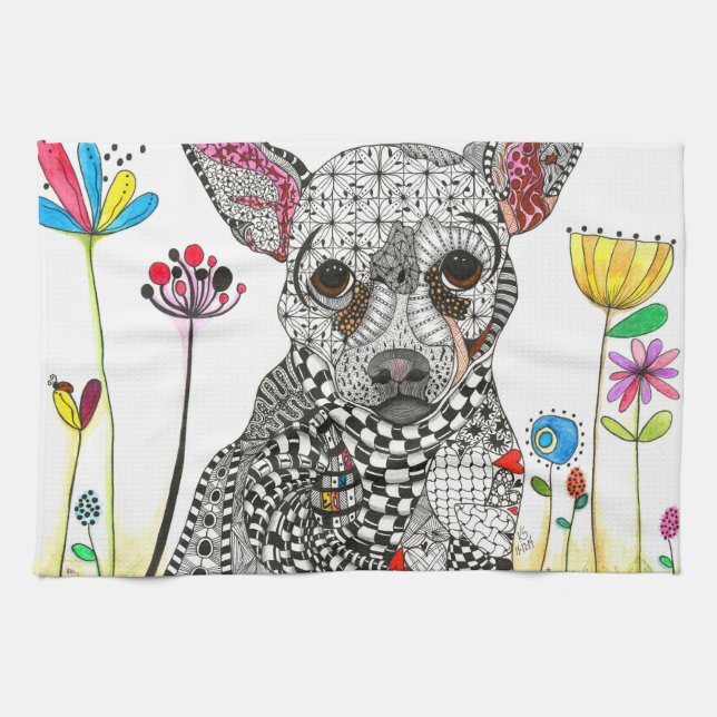 Cute and Colourful Chihuahua Kitchen Towel (Horizontal)