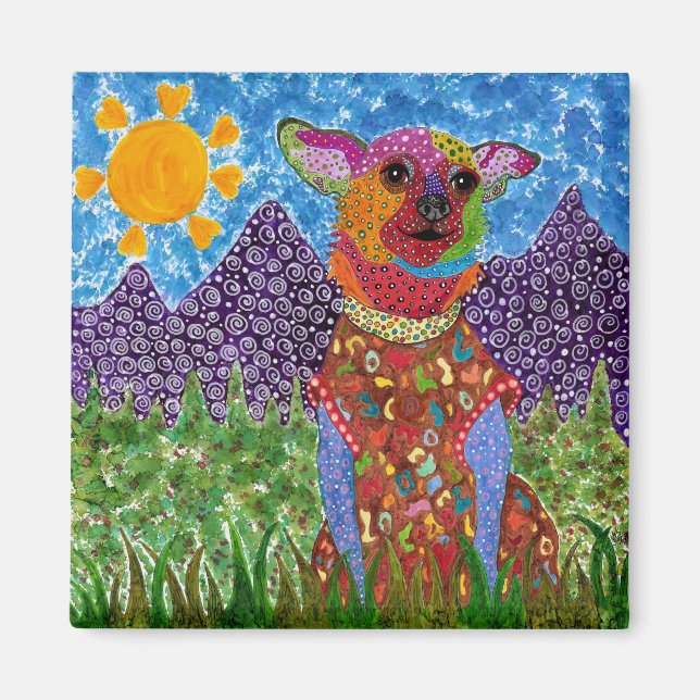 Cute and Colourful Chihuahua Magnet 2" (Front)
