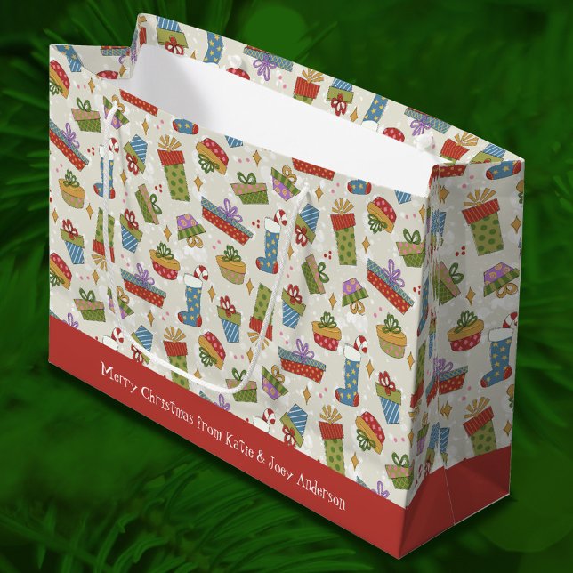 Cute and Colourful Christmas Gifts Large Gift Bag (Creator Uploaded)