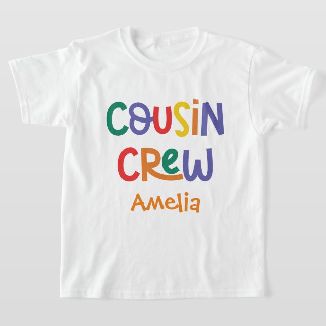 Cute and Colourful Cousin Crew Family Vacation T-Shirt (Laydown)