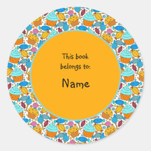 cute and colourful cupcakes and sweets classic round sticker
