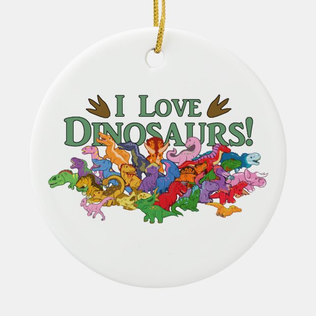 Cute and Colourful Dinosaurs Ceramic Tree Decoration (Front)