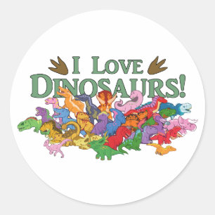 Cute and Colourful Dinosaurs Classic Round Sticker