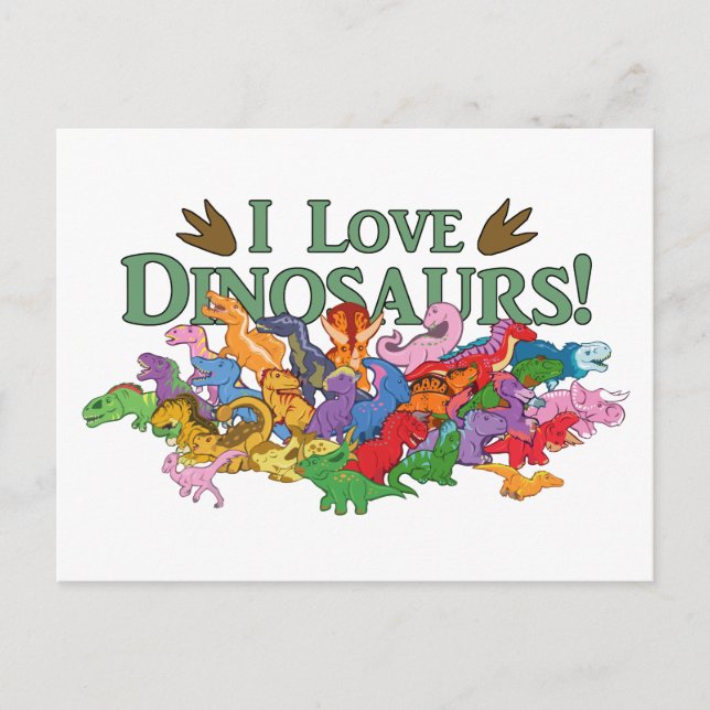 Cute and Colourful Dinosaurs Postcard (Front)
