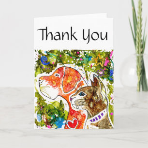 Cute and Colourful Dog and Cat Greeting Card