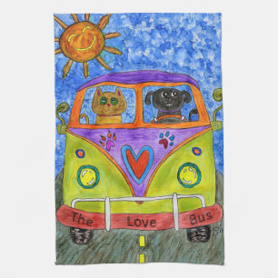 Cute and Colourful Dog and Cat Kitchen Towel
