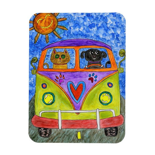 Cute and Colourful Dog and Cat Magnet 3"x4" (Vertical)