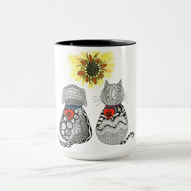 Cute and Colourful Dog and Cat Mug (Center)