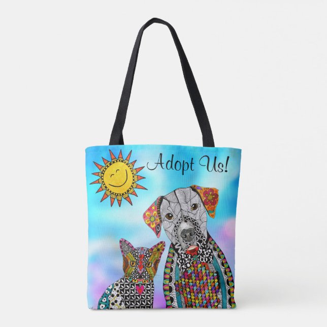 Cute and Colourful Dog and Cat Tote Bag (Back)